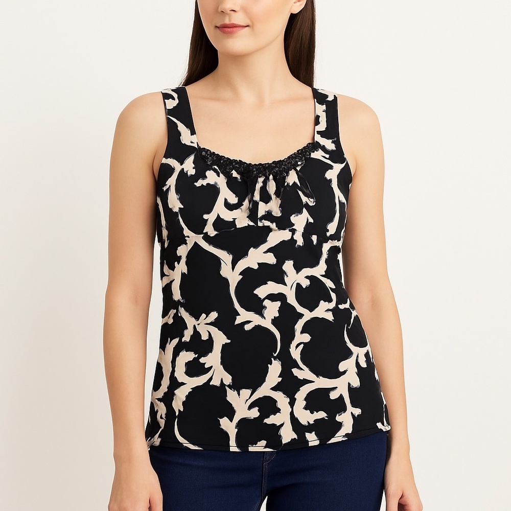 EUC White House Black Market Baroque Floral Tank Top – Size Small - N5